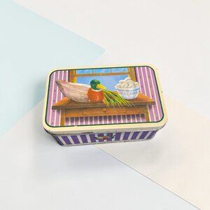 Vintage Mallard Duck Tin Purple Farmhouse Kitchen Cookie Storage Box